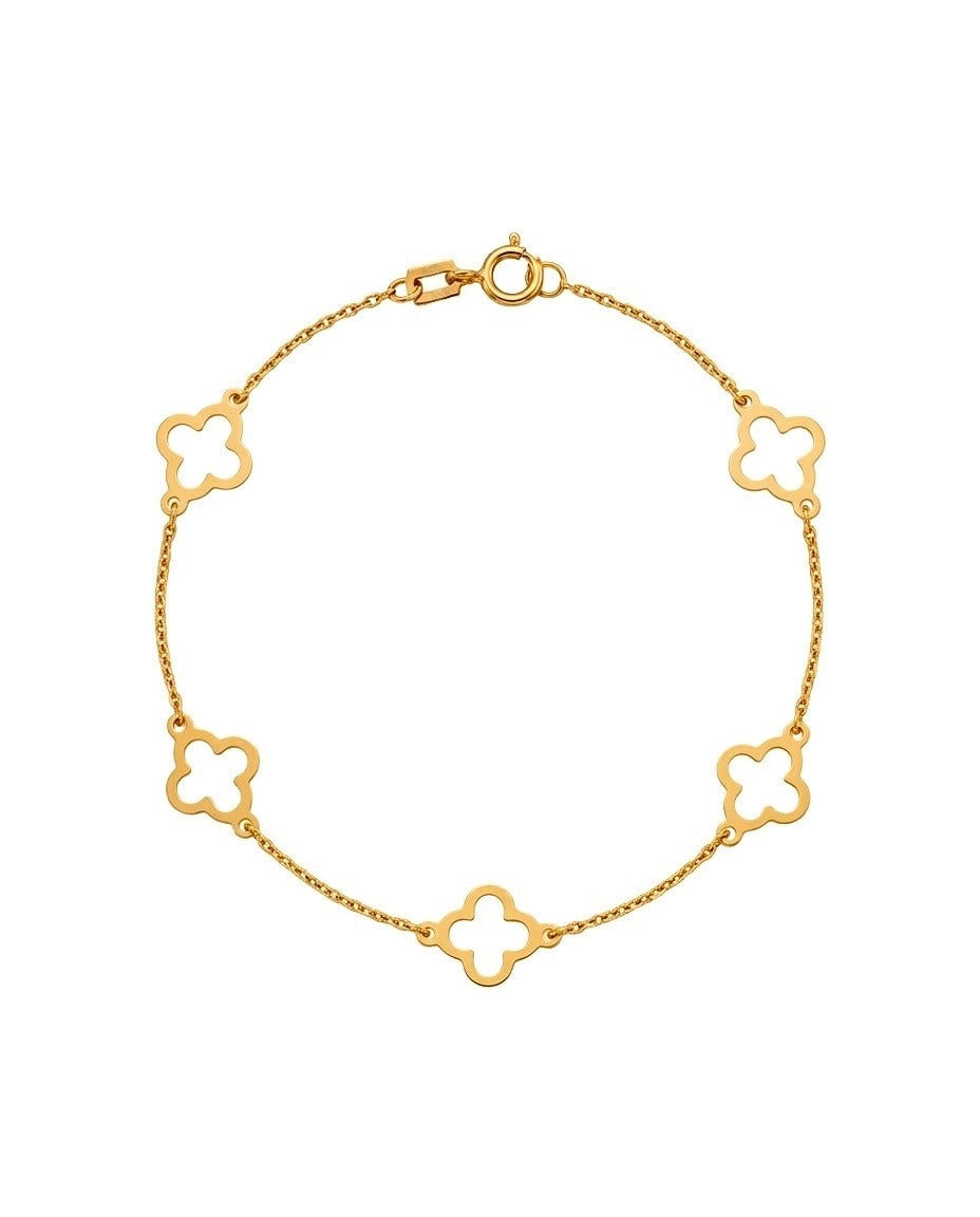 Armband aus 18k Gelbgold mit vierblättrigen Ornamenten – freigestellt - Produktbild