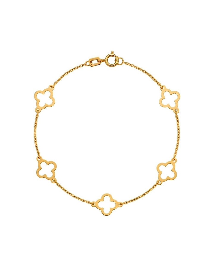 Armband aus 18k Gelbgold mit vierblättrigen Ornamenten – freigestellt - Produktbild