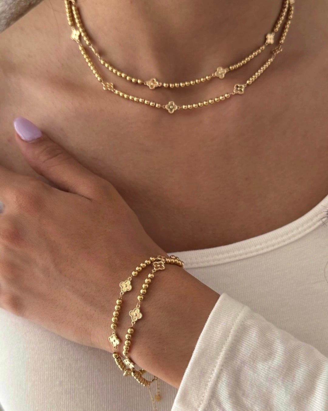 Panj Gol Armband aus 18k Gelbgold kombiniert mit passender Halskette