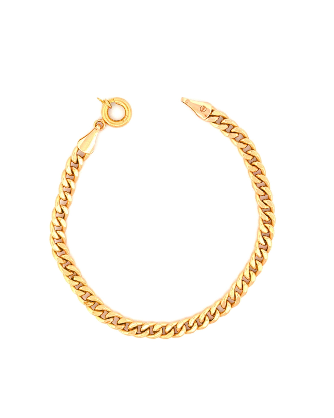 Panzerarmband aus 18k Gelbgold, 5 mm breit, 19 cm lang, freigestelltes Produktbild