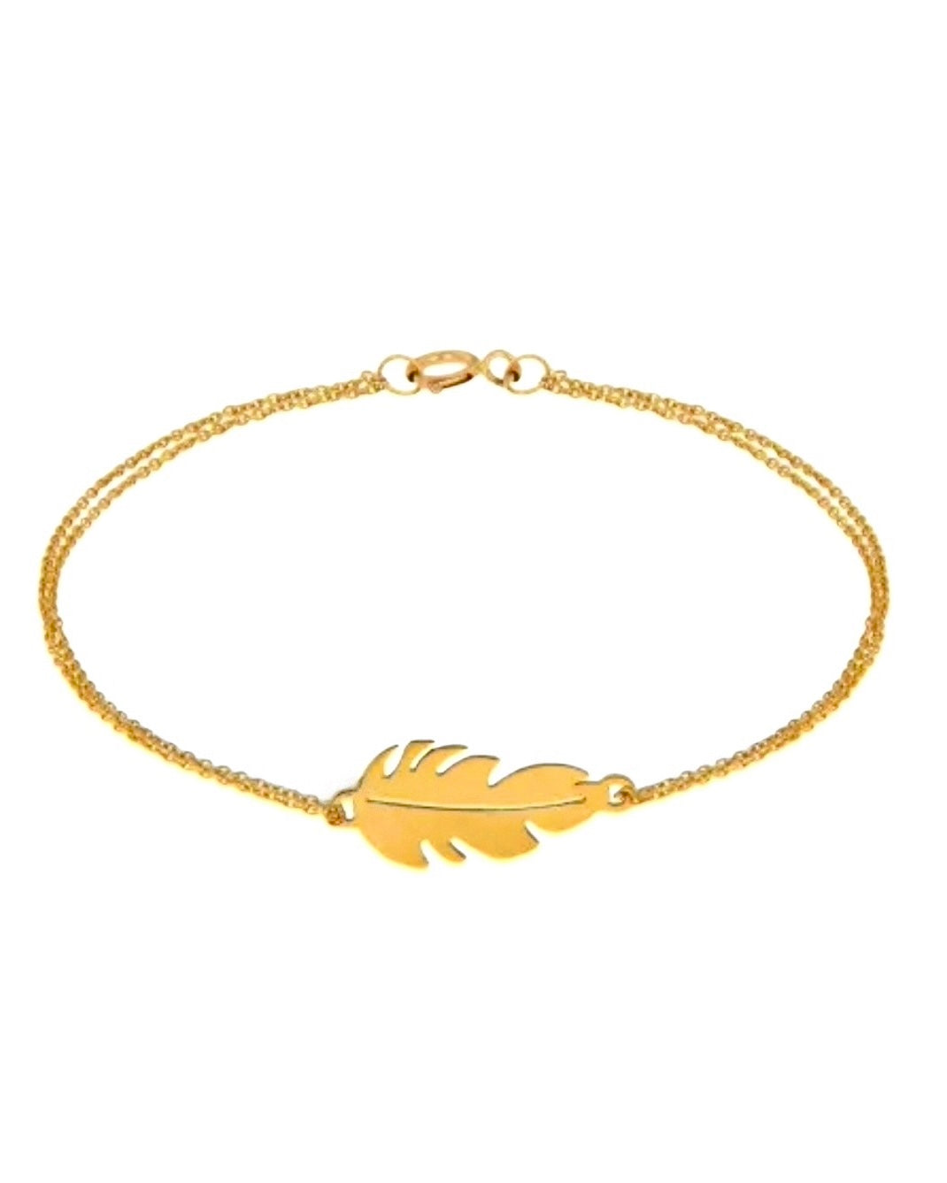 Armband aus 18k Gelbgold mit Feder-Mittelstück – freigestellt