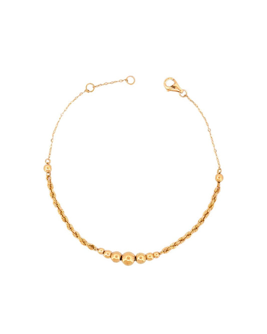 18k Goldarmband mit Kordelstruktur & Kugeln – freigestelltes Produktbild