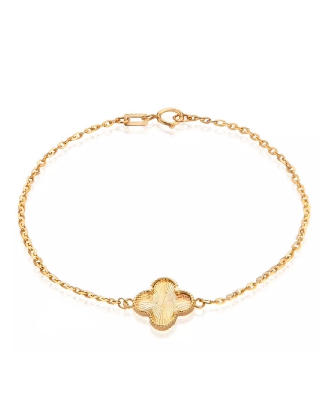 Armband aus 18k Gold mit graviertem Kleeblatt-Motiv – Modell Shabdar-e Do Rang, beidseitig tragbar (goldene Seite)