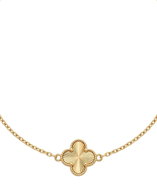 Armband aus 18k Gold mit graviertem Kleeblatt-Motiv – Modell Shabdar-e Do Rang, beidseitig tragbar (goldene Seite)