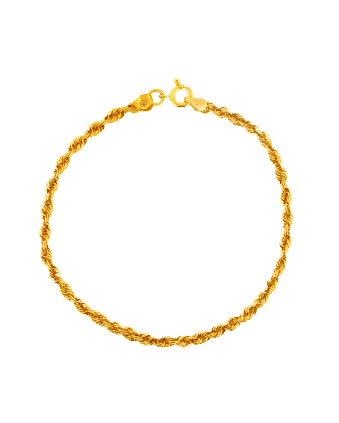 Armband aus 18k Gelbgold im Tanab-e Halgheyi Design – runde Glieder, Ringzopfkette, freigestelltes Produktbild