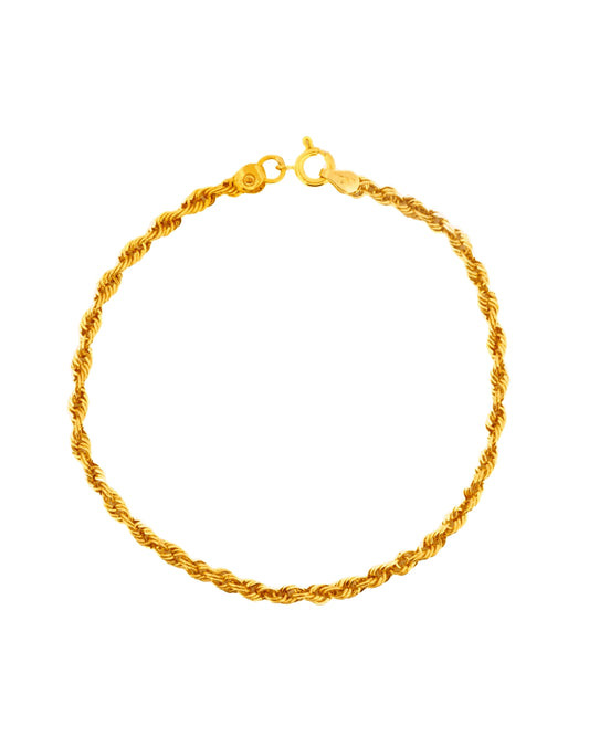 Armband aus 18k Gelbgold im Tanab-e Halgheyi Design – runde Glieder, Ringzopfkette, freigestelltes Produktbild