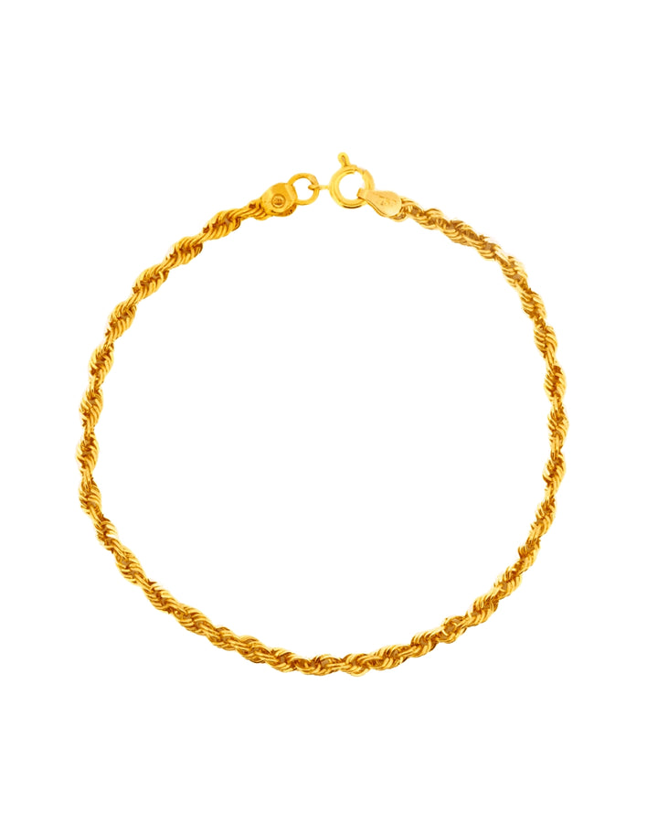 Armband aus 18k Gelbgold im Tanab-e Halgheyi Design – runde Glieder, Ringzopfkette, freigestelltes Produktbild