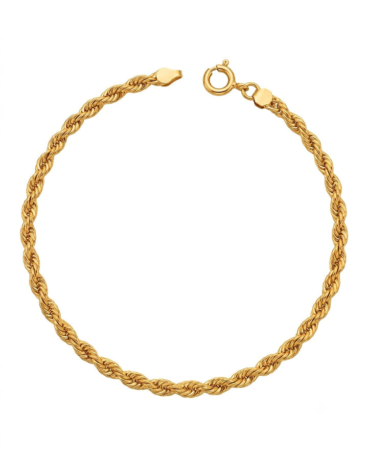 Armband aus 18k Gelbgold im Tanab-e Halgheyi Design – runde Glieder, Ringzopfkette, freigestelltes Produktbild