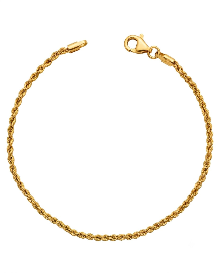 Klassisches Kordelarmband aus 18k Gelbgold mit gedrehtem Muster, handgefertigt in persischer Tradition