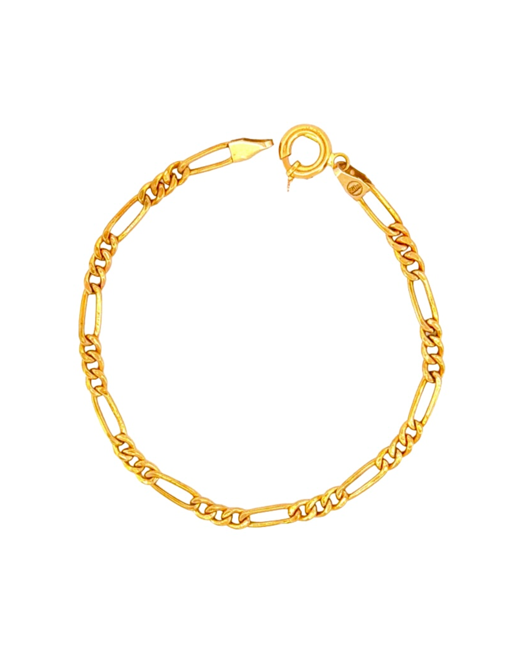 18k Gelbgold Figaro-Armband Zanjir-e Figaro-ye Asil mit klassischen Gliedern