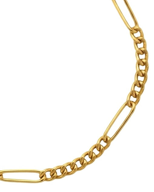 18 Karat Gelbgold-Halskette im modernen Paperclip- und Panzerketten-Design. Die länglichen Paperclip-Glieder wechseln sich harmonisch mit klassischen Panzergliedern ab und verleihen der Kette einen eleganten, zeitlosen und zugleich trendigen Look. Hochwertig verarbeitet mit glänzender Oberfläche – ideal für den Alltag oder als stilvolles Statement-Piece.