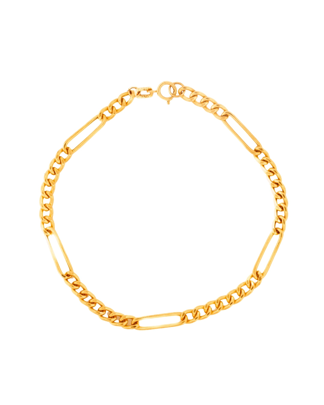 18k Goldarmband mit klassischem Figaro-Gliederdesign, jeweils 7 kleine Glieder 1 grosses Glied – freigestelltes Produktbild