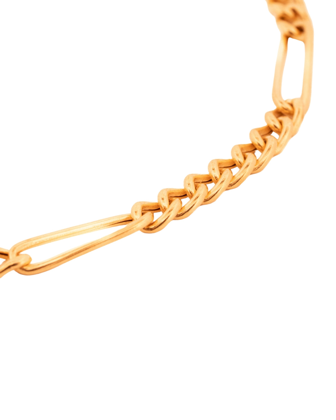 Aufnahme eines Armbands mit Figaro-Gliederdesign von schräg oben, jeweils 7 kleine Glieder 1 grosses Glied – freigestellt