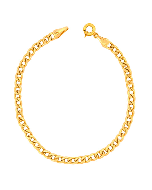 Panzerarmband aus 18k Gelbgold, 4 mm breit, 21.5 cm lang, mit Federring