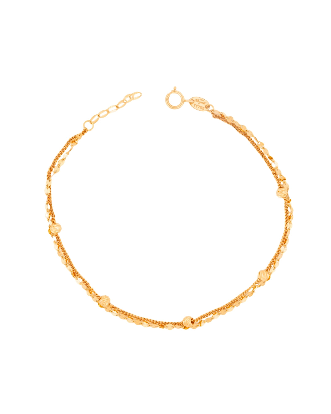 Feines Armband aus 18k Gelbgold mit doppelter Kette und Kugeln – freigestelltes Produktbild
