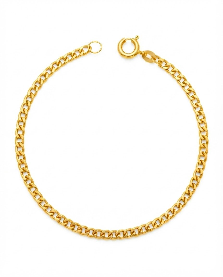 Feines Panzerarmband aus 18k Gelbgold, 2.5 mm breit, handgefertigt