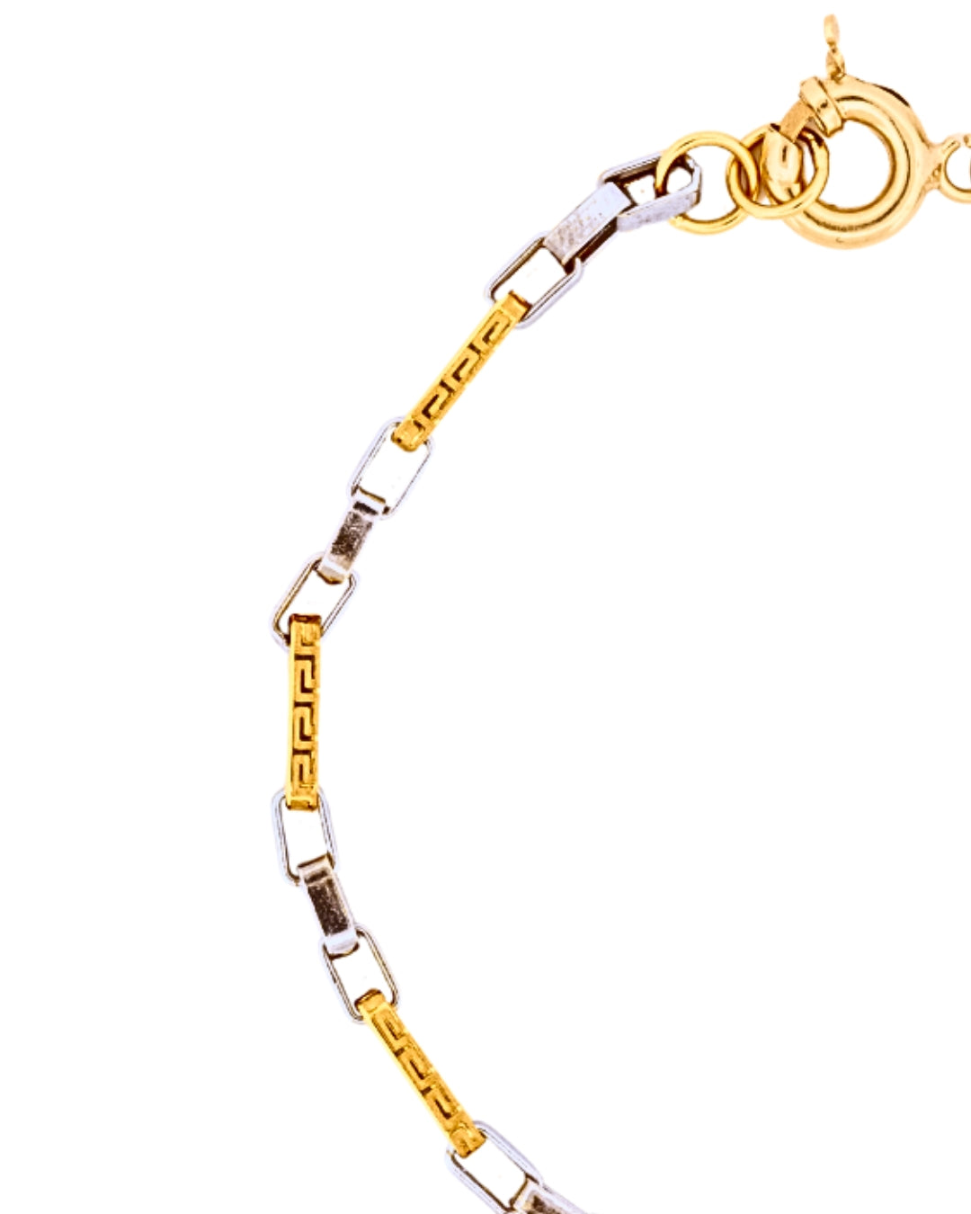 Detailaufnahme der viergliedrigen Struktur mit Weiss- und Gelbgold