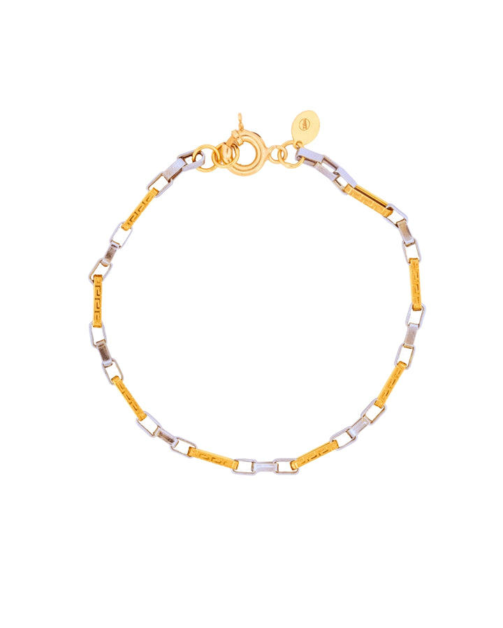 Produktbild: Armband aus 18k Weiss- &amp; Gelbgold mit griechischem Muster – freigestellt