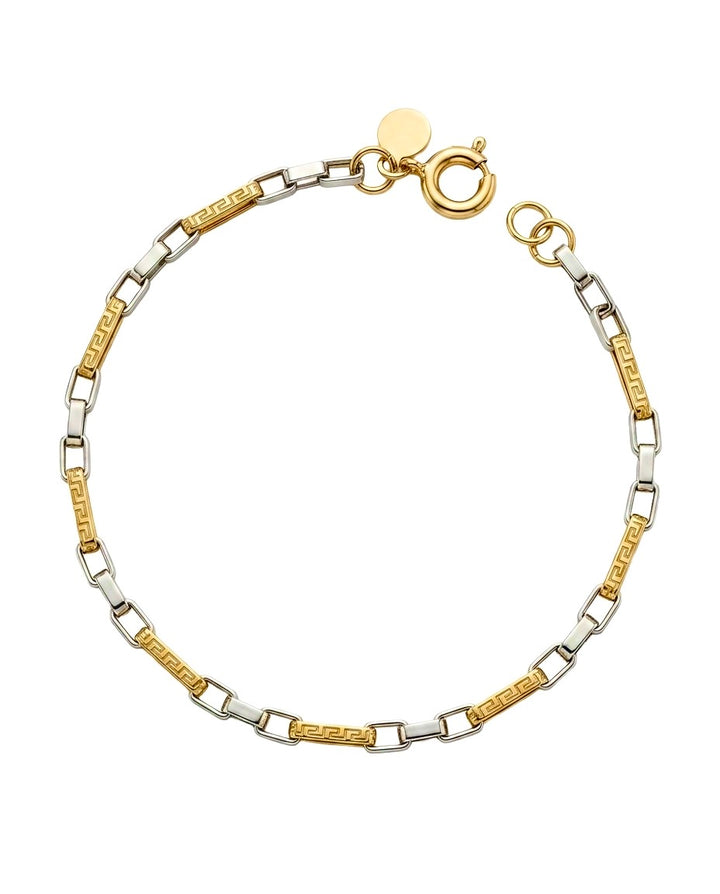 Produktbild: Armband aus 18k Weiss- &amp; Gelbgold mit griechischem Muster – freigestellt