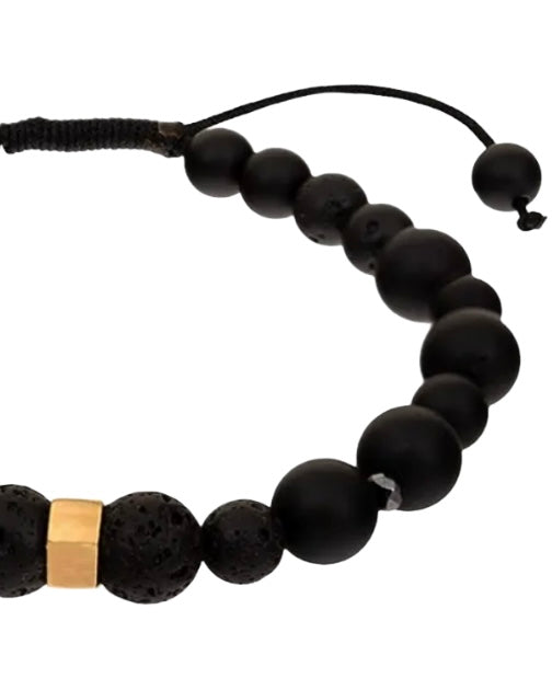 Detailaufnahme: Lavastein- & Onyxkugeln mit 18k Goldelement – handgefertigt & maskulin