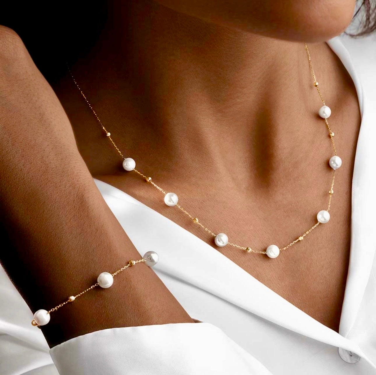 Armband Gelbgold 18k - Morvarid-e Noor (Lichterperlen)