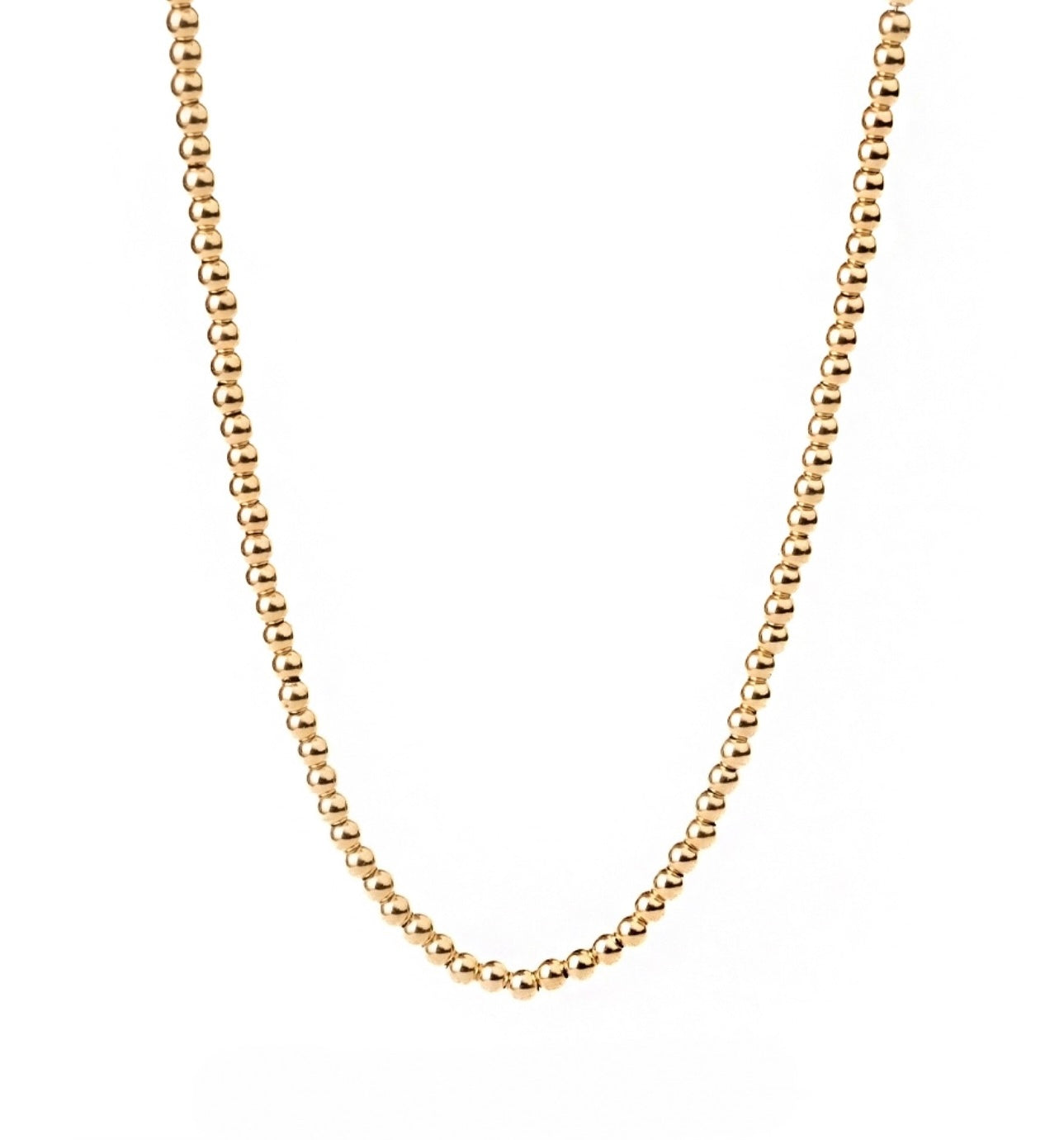 18k Goldkette mit kugelrunden Gliedern – klassische Perlenoptik in poliertem Gelbgold, Modell Morvarid-e Gardan