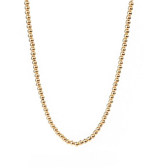 18k Goldkette mit kugelrunden Gliedern – klassische Perlenoptik in poliertem Gelbgold, Modell Morvarid-e Gardan