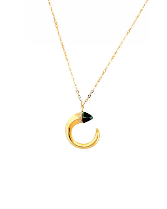 Handgefertigte Halskette aus 18k Gelbgold mit grünem Malachit-Anhänger – inspiriert von persischer Natur-Symbolik