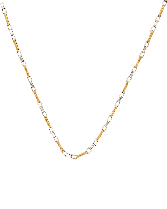Halskette Gelb- & Weissgold 18k – Tarh-e Younani-ye Chahar Halghe (Griechisches Muster, viergliedrig)