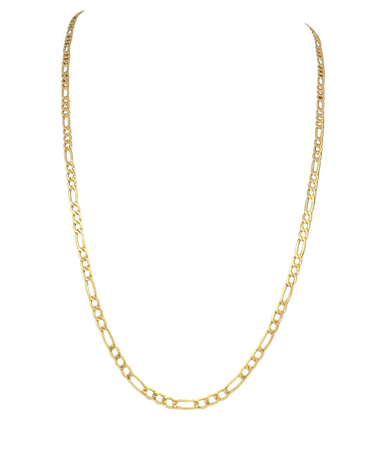 Halskette aus 18k Gelbgold im Figaro-Stil mit 50 cm Länge und 2 mm Gliedern – auf hellem Hintergrund