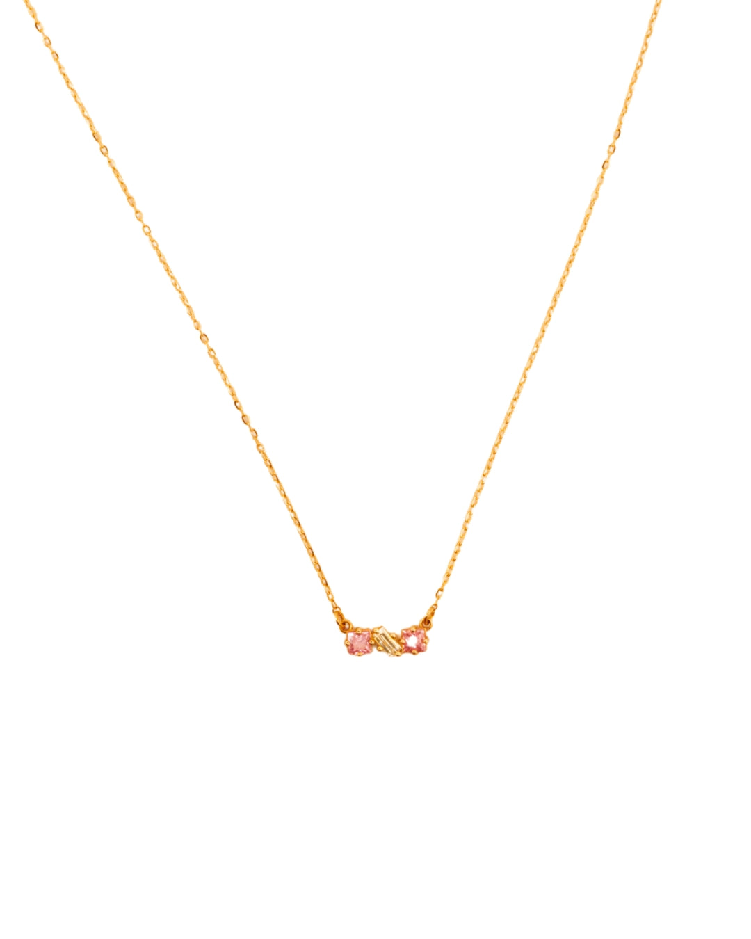 Produktbild: Halskette aus 18k Gelbgold mit länglichem Anhänger & drei Zirkonia-Steinen - freigestellt