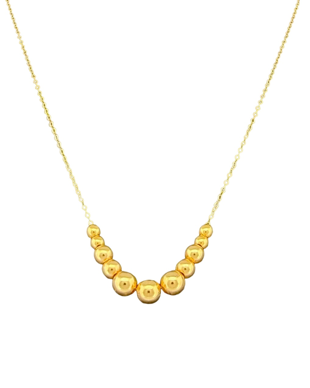 Feine 18k Goldkette mit goldenen Kugeln von 2 bis 5 mm
