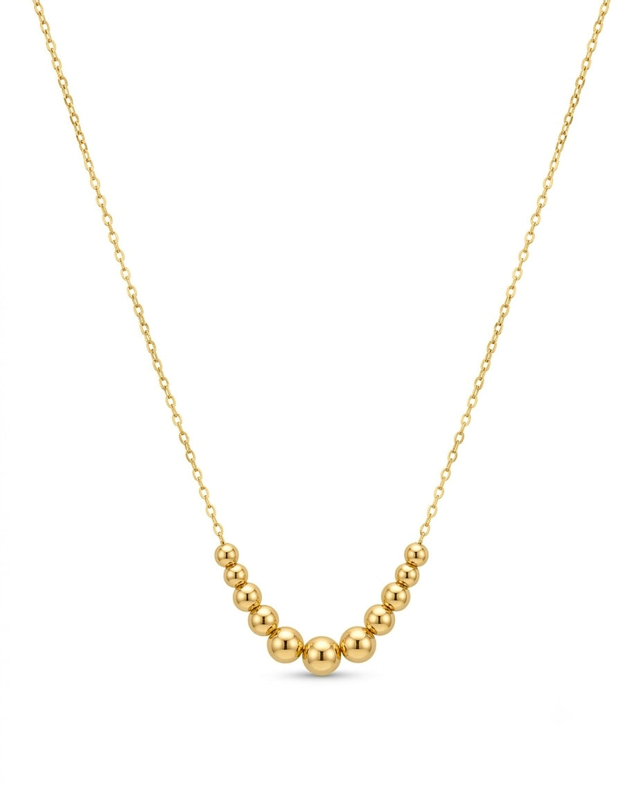 Feine 18k Goldkette mit goldenen Kugeln von 2 bis 5 mm