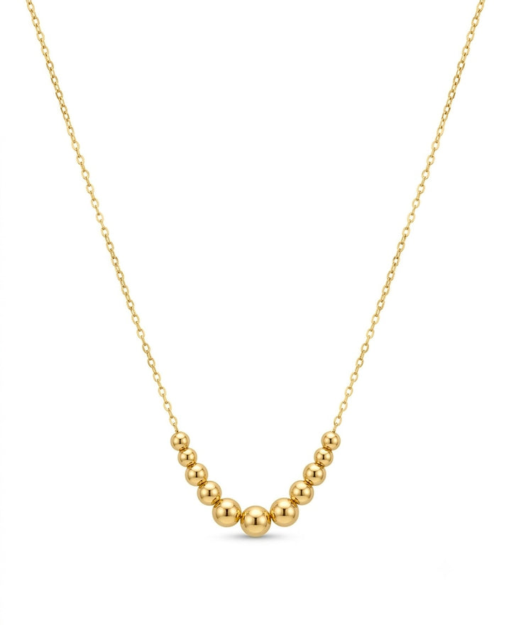 Feine 18k Goldkette mit goldenen Kugeln von 2 bis 5 mm