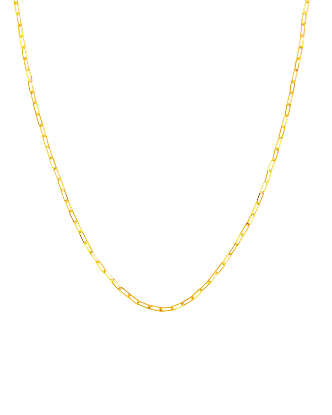 Zarte 18k Goldkette mit kurzen Gliedern – freigestelltes Produktbild.