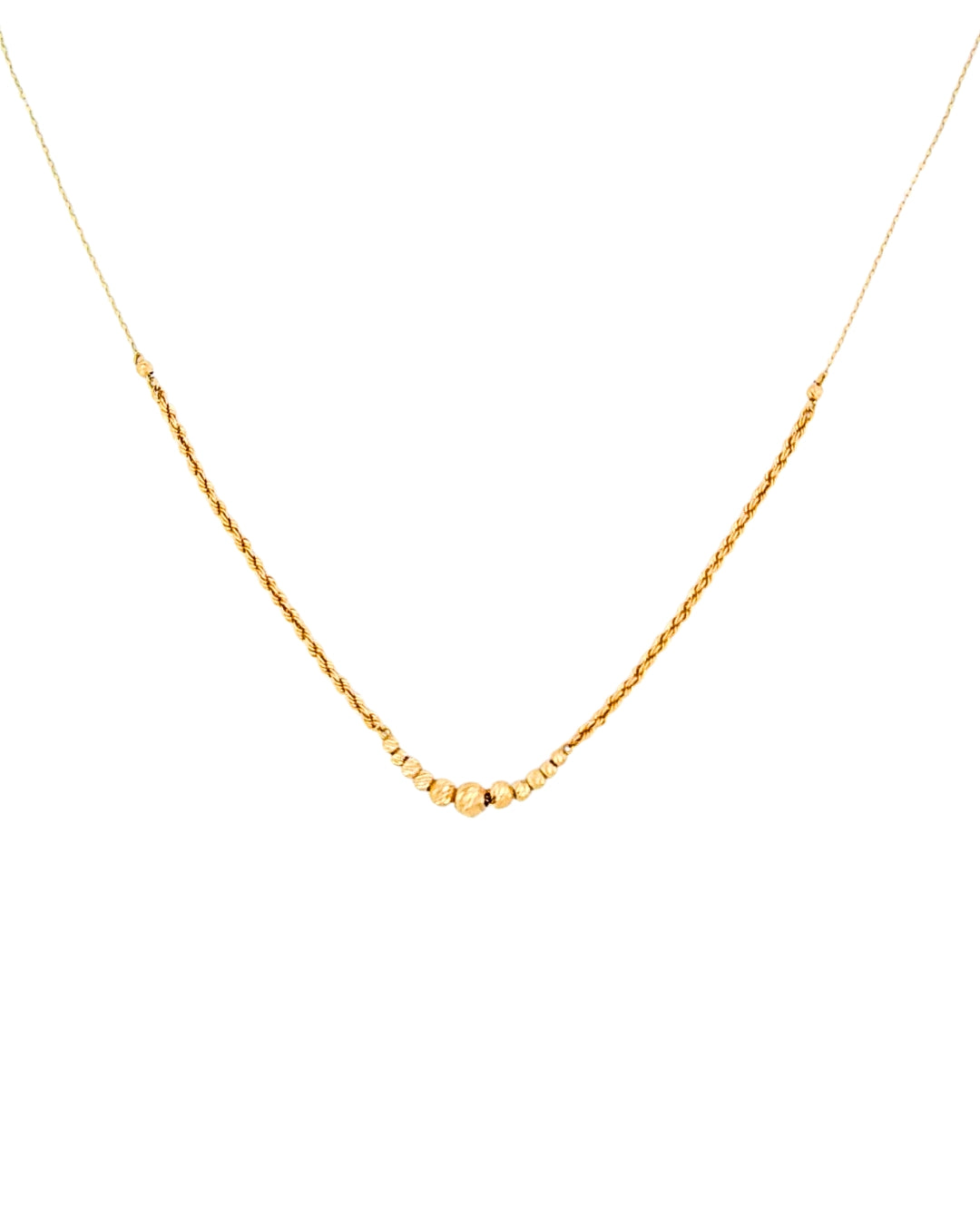 Zarte 18k Goldkette mit strukturierten Kugeln – freigestelltes Produktbild
