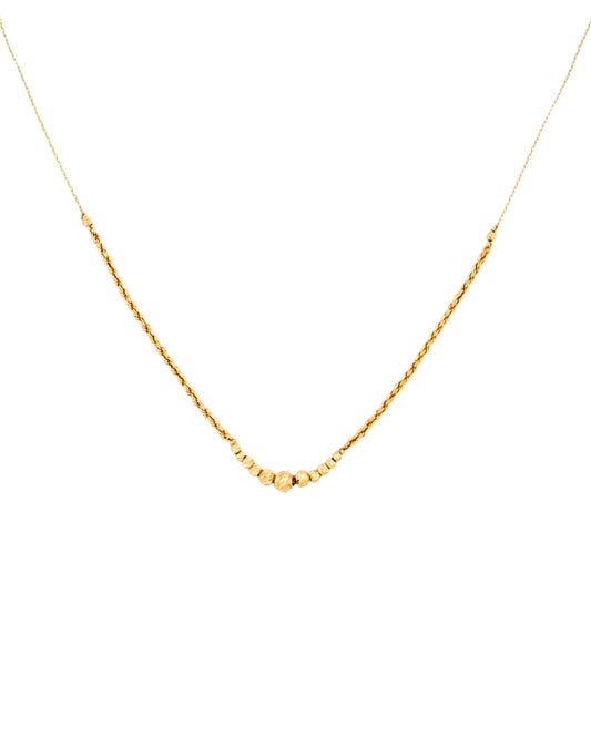 Zarte 18k Goldkette mit strukturierten Kugeln – freigestelltes Produktbild
