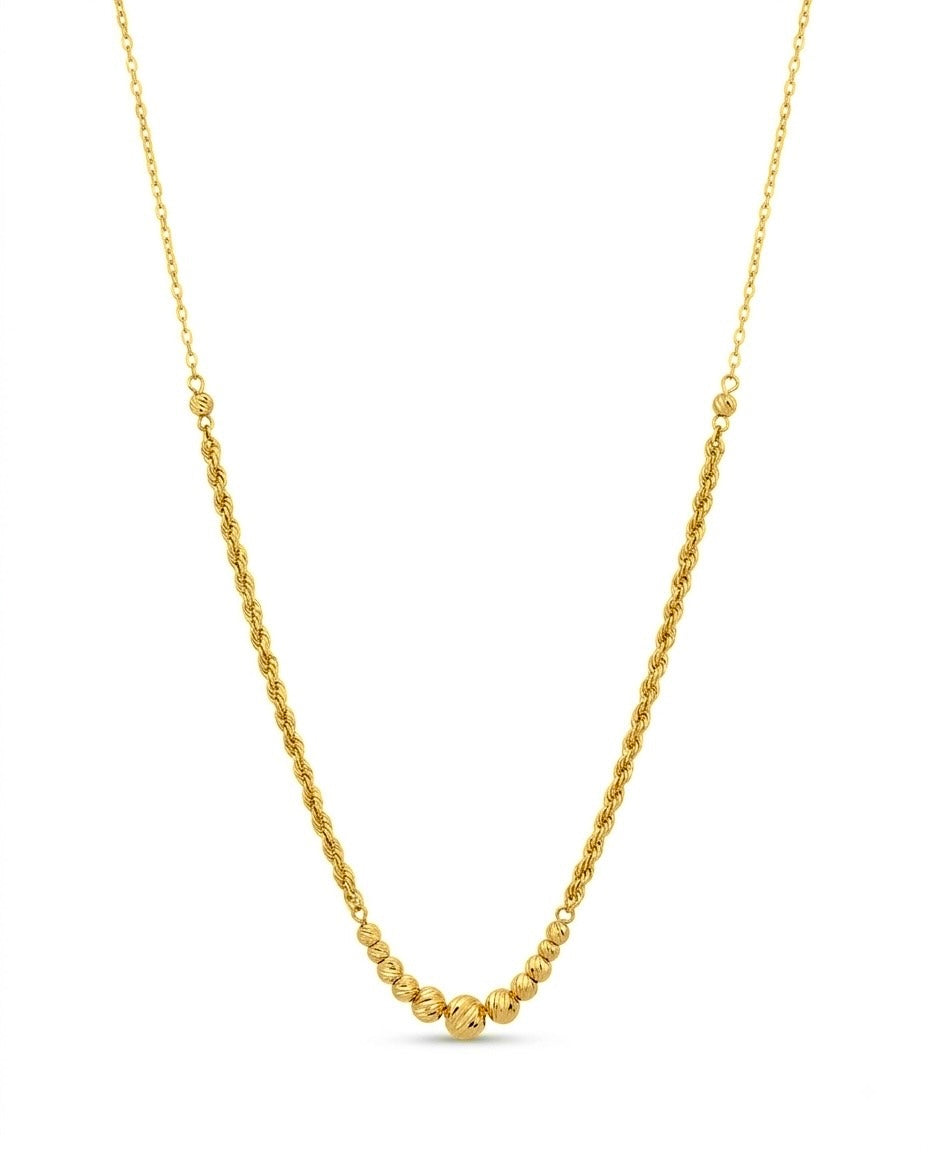 Zarte 18k Goldkette mit strukturierten Kugeln – freigestelltes Produktbild