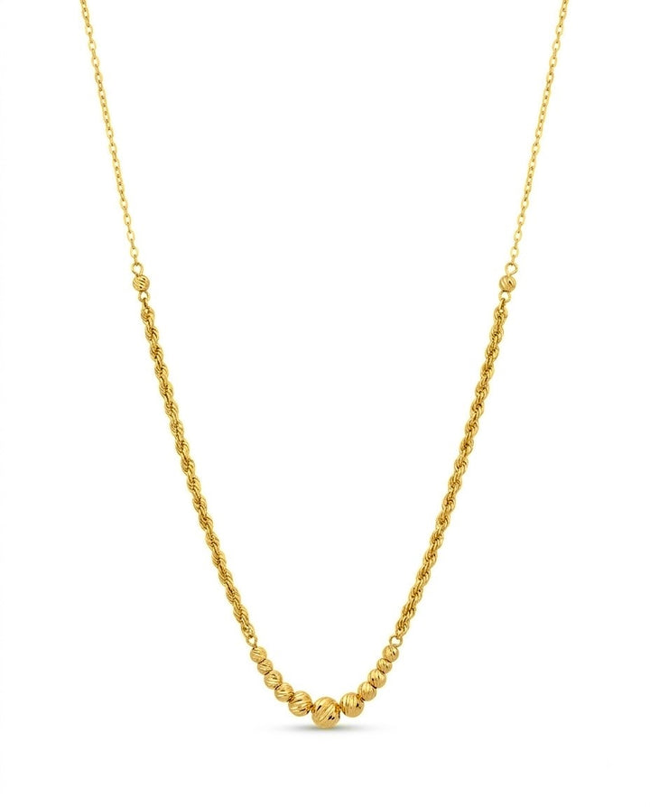 Zarte 18k Goldkette mit strukturierten Kugeln – freigestelltes Produktbild