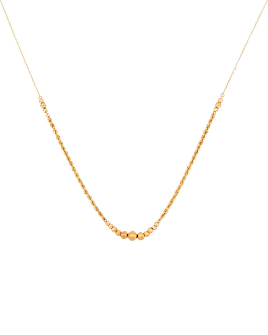 18k Goldkette mit zarter Kordelstruktur & Kugeln – freigestelltes Produktbild