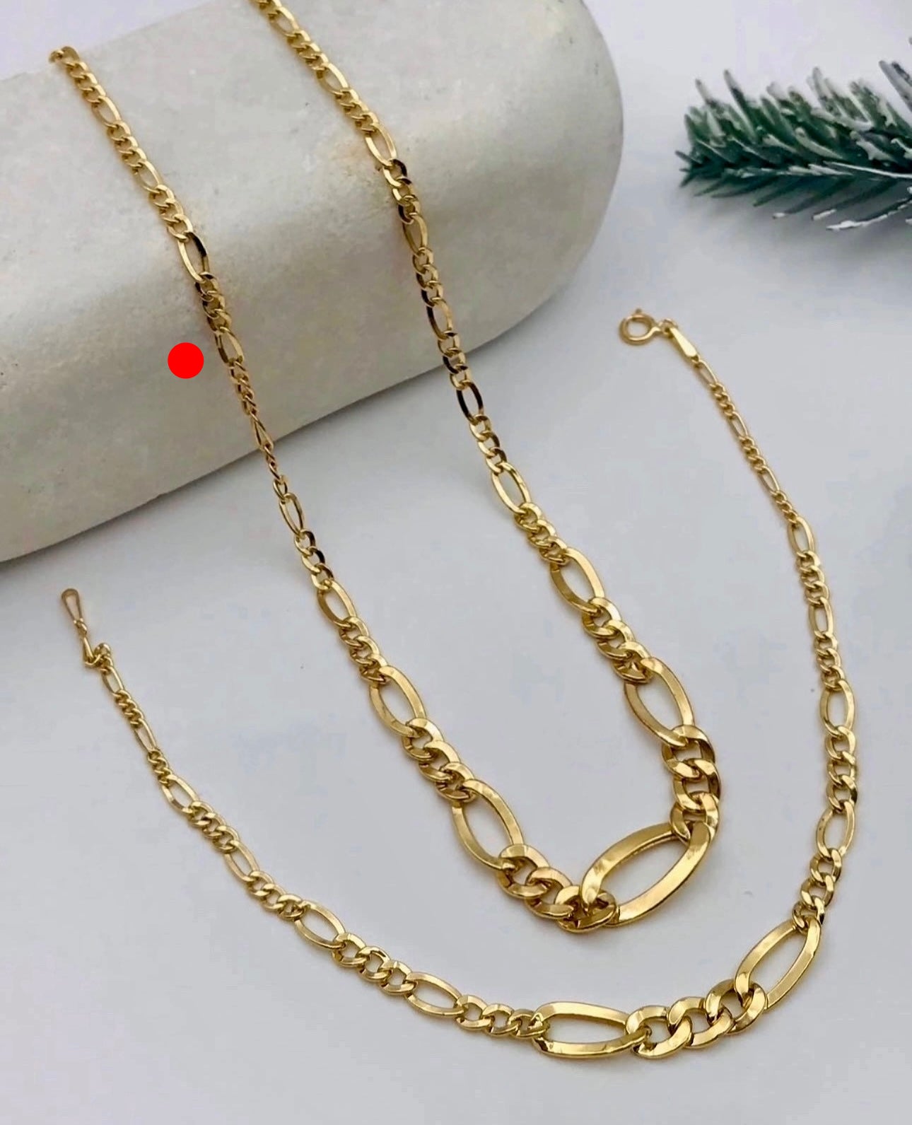 18k Gold Halskette Salsar Conic mit Armband – Figaro Conic Design, konisch zulaufende Glieder