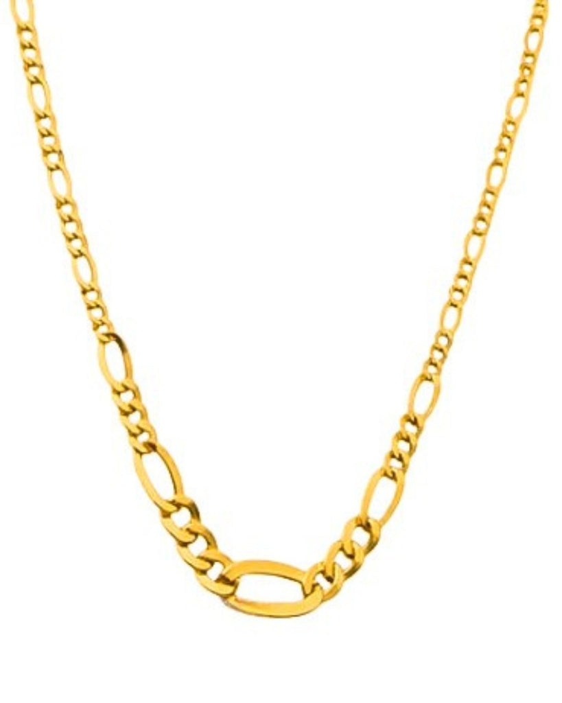 Halskette aus 18k Gelbgold im Figaro Conic Design – 45.5 cm, konisch zulaufend, freigestellt - Produktbild