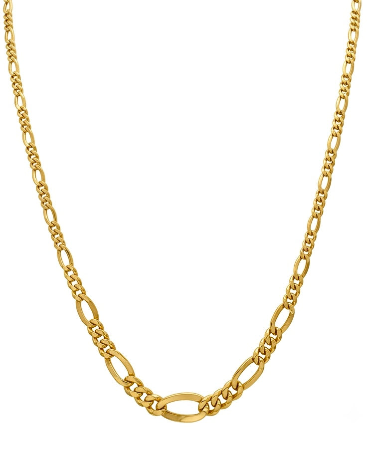 Halskette aus 18k Gelbgold im Figaro Conic Design – 45.5 cm, konisch zulaufend, freigestellt - Produktbild