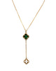 18k Goldkette mit Y-Anhänger aus grünem Malachit & offenem Blütensymbol – Modell Sambole-e Khoshbakhti, Symbol des Glücks