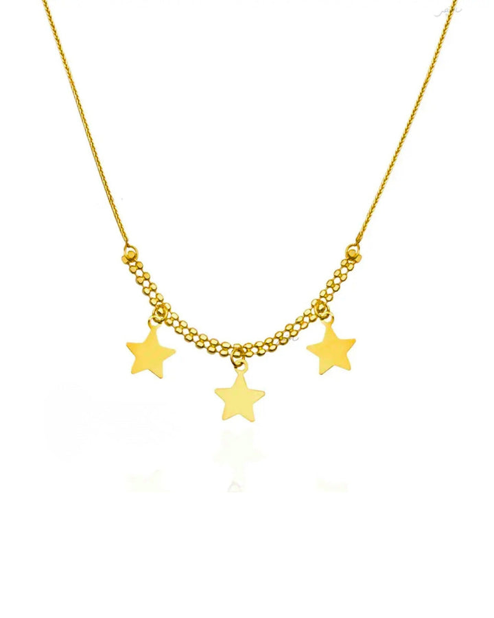 Detailaufnahme der drei goldenen Sterne an filigraner Kette