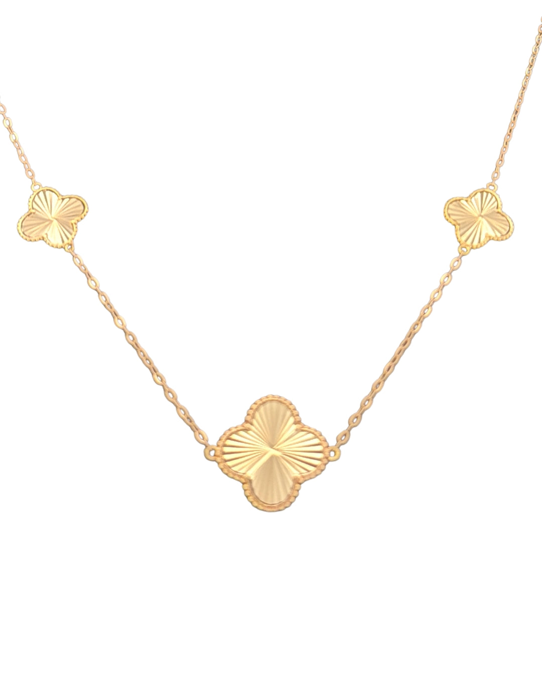 Halskette Gelbgold 18k – Shabdar-e Derakhshan-e Bozorg (Grosser strahlender Glücksklee)