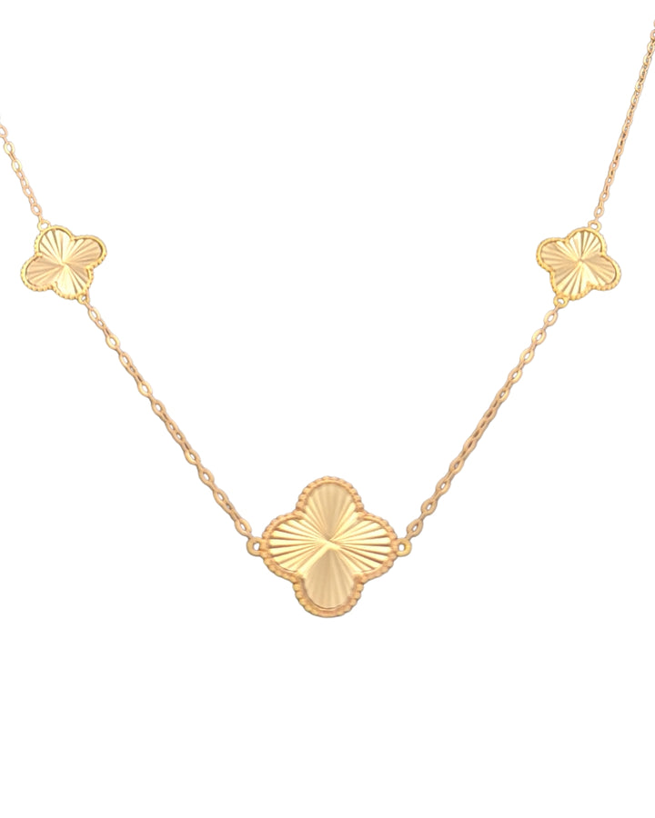 Halskette Gelbgold 18k – Shabdar-e Derakhshan-e Bozorg (Grosser strahlender Glücksklee)
