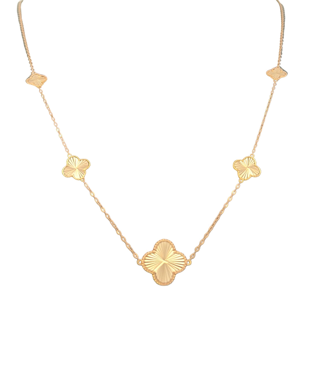 Halskette Gelbgold 18k – Shabdar-e Derakhshan-e Bozorg (Grosser strahlender Glücksklee)