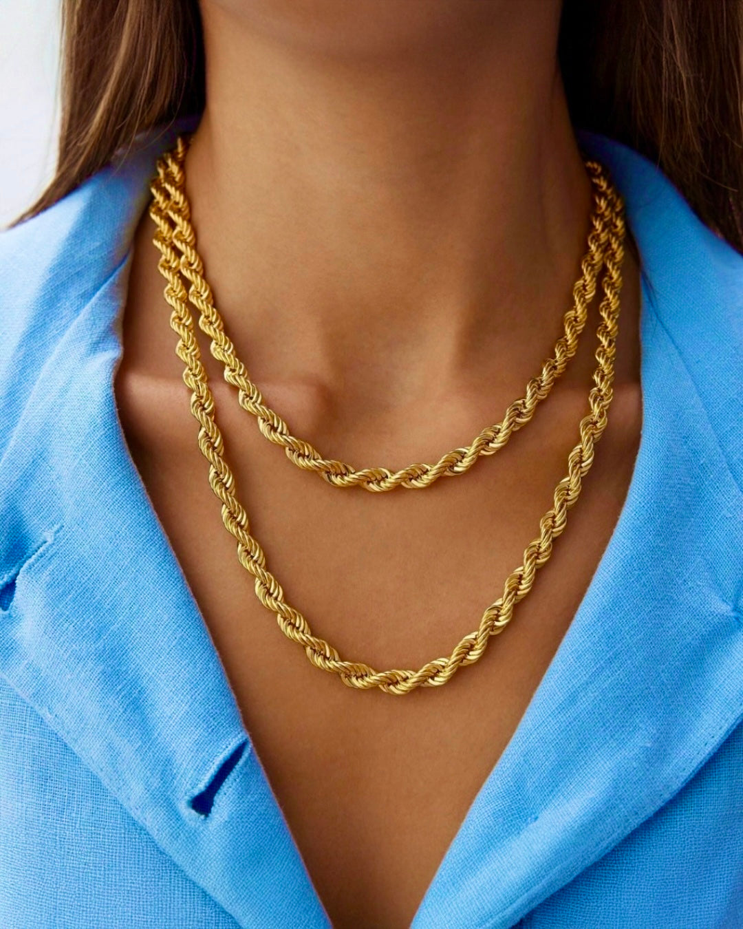 Elegante Halskette aus 18 Karat Gelbgold mit gedrehter Ringzopf-Struktur, handgefertigter Goldschmuck in klassischem Design, luxuriöse Goldkette für Damen, zeitloser 18k Goldschmuck von Ziba Gold