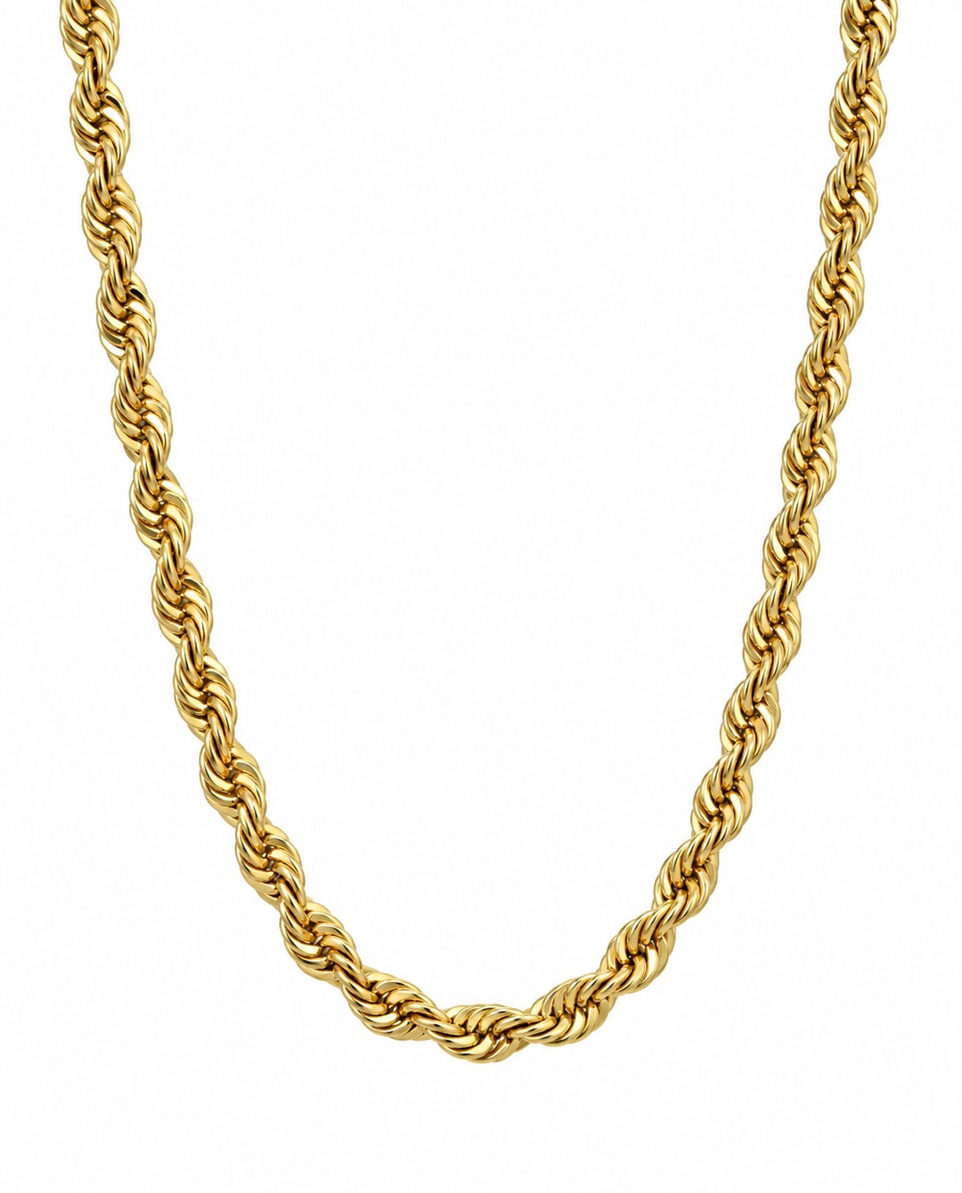 Ringzopfkette aus massivem 18k Gelbgold mit runden Gliedern, handgefertigt, ruhig, kraftvoll und zeitlos, freigestelltes Produktbild